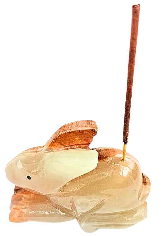 Onyx Rabbit Incense Holder - 8x6cm
