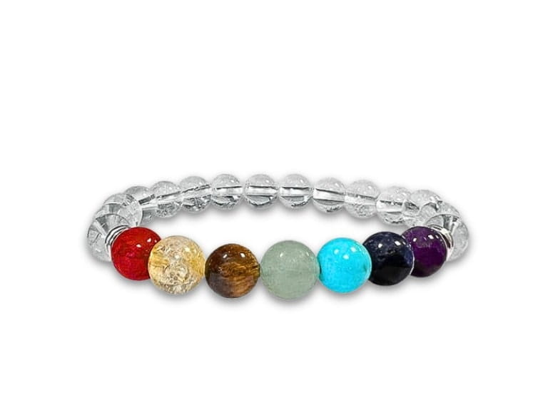 Rock Crystal Bracelet & 7 Chakras beads - 8mm
