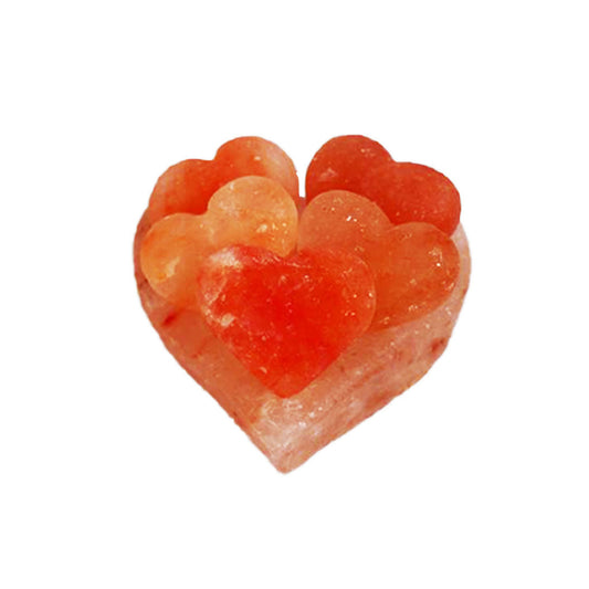 Lampada di sale rosa dell'Himalaya, ciotola con 8 cuori, 3-4 kg