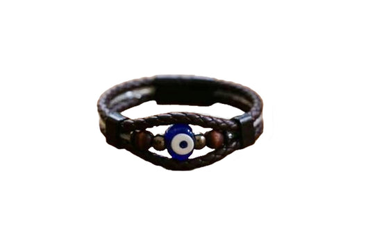 Braccialetto in pelle con occhio di Allah