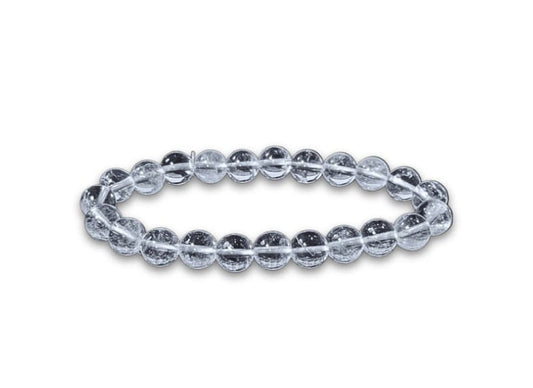 Bracciale in cristallo di rocca - perle da 8mm