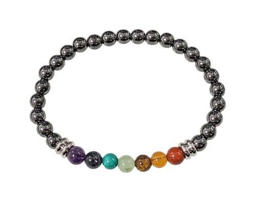 Bracciale Ematite e 7 Chakra - 6mm