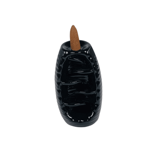 Porta Incenso a Riflusso a Cono Black Leaf Design
