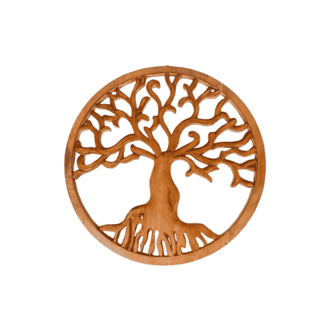 Carved Tree of Life Wooden Plaque-45cm