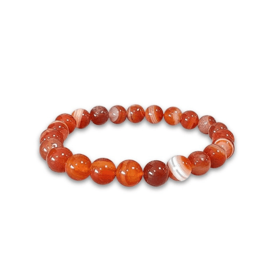 Carnelian Bracelet Ribboned beads - 6mm