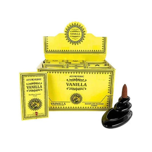 Coni di incenso Ayurvedico alla vaniglia a riflusso
